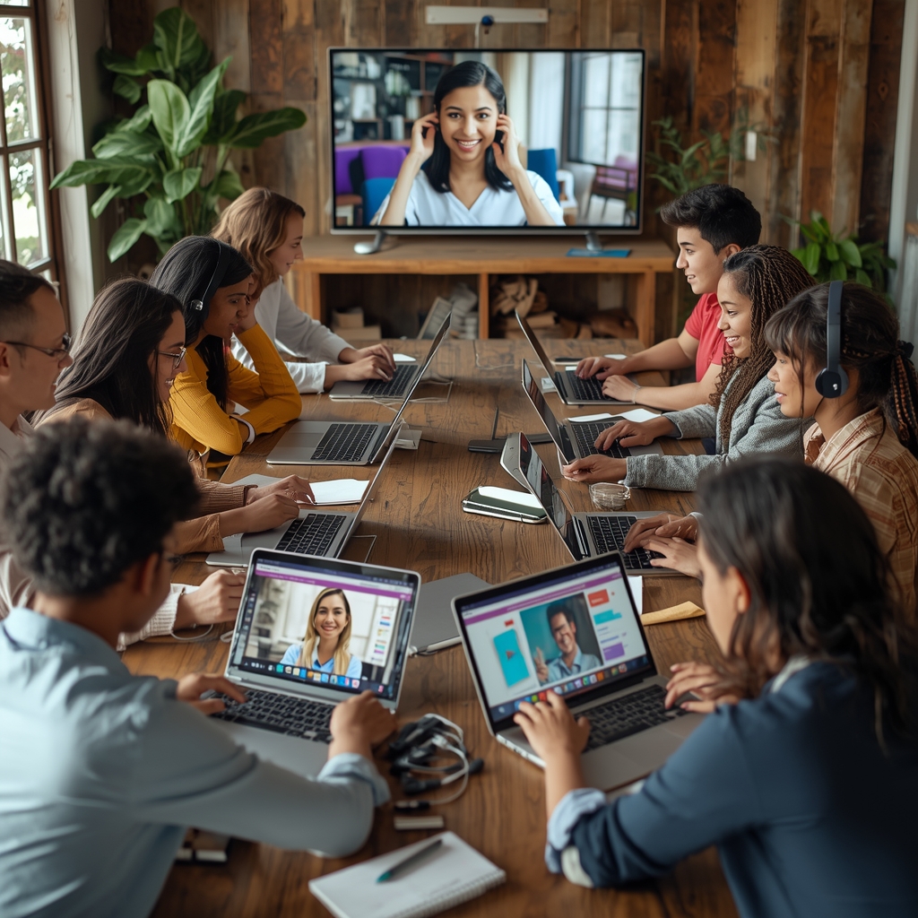 Student learning language online with interactive tools